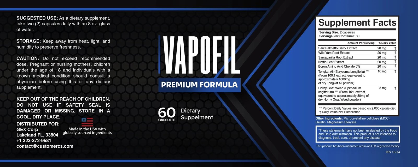 VapoFil supplement facts
